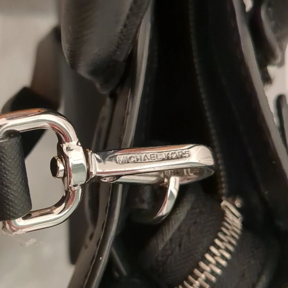 Michael Kors Dillon Satchel Purse in black With Silver Hardware